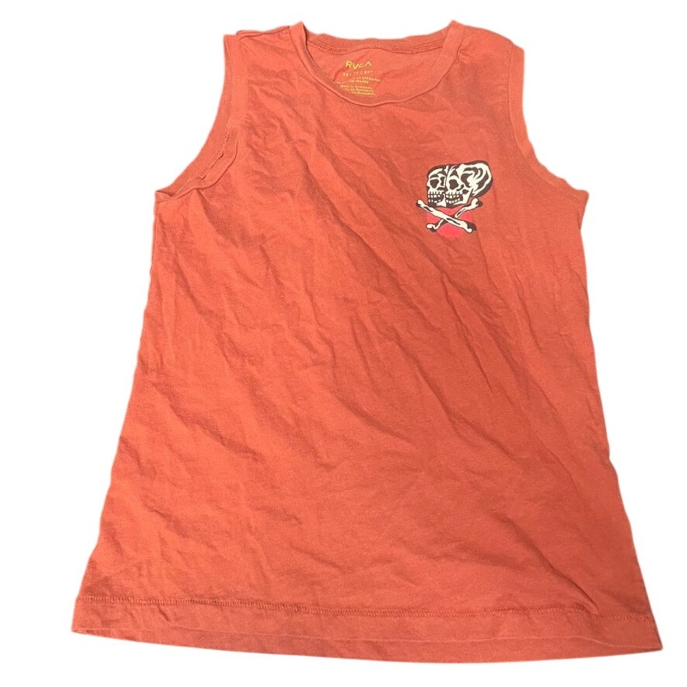 RVCA Bert Krak‎ ANP Muscle Tank Top Burnt Orange Skull Panther Graphic XS Tattoo
